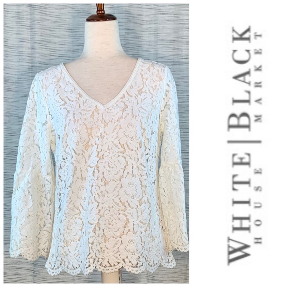 White House Black Market White Lace Top